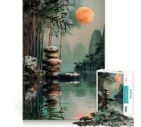 Puzzle Zen Garden Moon pour Adolescents,1000 pièces,Jeu de mémoire Amusant,Composants Robustes et découpés avec précision,Jeu Portable et idéal pour Les Voyages (38x52cm)
