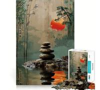 Puzzle Zen Garden Sunset 1000 pièces Jeu de réflexion ludique et Stimulant Technologie de découpe Laser avancée Idéal pour Les Voyages (38x52cm)
