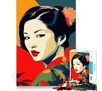Puzzle Zen Geisha Beauté Adulte 1000 Pièces Jeu de mémoire Amusant Assemblage Stable Pièces Qui ne bougent Pas Format Compact Idéal pour des Moments de Jeu en Famille (38x26cm)