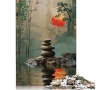 Puzzle Zen Jardin Coucher de Soleil 1000 Pièces pour Adolescents - Jeu de Puzzle créatif en Papier, Divertissement Familial, défi Stimulant - 38 x 26 cm