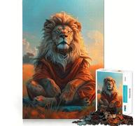 Puzzle Zen Lion Méditation 1000 pièces pour Adultes Exercice Mental Découpe de précision Bords Lisses Activité relaxante en Groupe à l'intérieur (50x75cm)