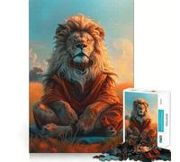 Puzzle Zen Lion Méditation 1000 pièces pour Adultes Réfléchissez,entraînez-Vous,jouez ! Assemblage Solide,Aucune pièce ne se détache Cadeau Unique pour soulager Le Stress (38x26cm)