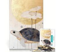 Puzzle Zen Tortue et Fleurs 1000 Pièces Jeu de réflexion Amusant et Stimulant Pièces Parfaitement emboîtables Cadeau d'anniversaire Casse-tête (38x52cm)