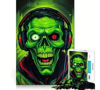 Puzzle Zombie avec Casque Audio 1000 pièces Exercice Mental Amusant Pièces précises et sans Couture Un Moyen captivant de Passer Le Temps (38x52cm)