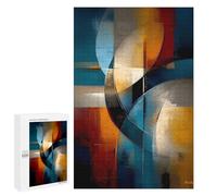 Puzzle1000 PCS Abstract Curved Intersection - Blue, Gold & Ivory Geometry Puzzle pour Adultes Jeux Relaxants Améliorent La Mémoire Cadeaux Uniques pour Un Anniversaire Et Noël 1000 PCS