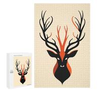 Puzzle1000 PCS Abstract Deer Vector Portrait with Bold Antlers Puzzle pour Adultes Jeux Relaxants Améliorent La Mémoire Cadeaux Uniques pour Un Anniversaire Et Noël 1000 PCS