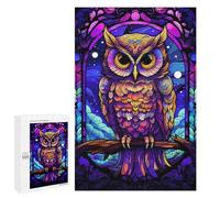 Puzzle1000 PCS Amazing Owl Stained Glass Puzzle pour Adultes Jeux Relaxants Améliorent La Mémoire Cadeaux Uniques pour Un Anniversaire Et Noël 1000 PCS