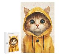 Puzzle1000 PCS Cute Cat in Yellow Raincoat Puzzle pour Adultes Jeux Relaxants Améliorent La Mémoire Cadeaux Uniques pour Un Anniversaire Et Noël 1000 PCS