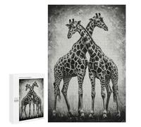 Puzzle1000 PCS Giraffe Pair in Black and White Puzzle pour Adultes Jeux Relaxants Améliorent La Mémoire Cadeaux Uniques pour Un Anniversaire Et Noël 1000 PCS