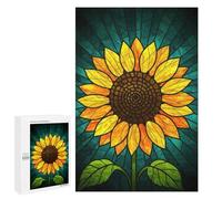Puzzle1000 PCS Stained Glass Sunflower Art Puzzle pour Adultes Jeux Relaxants Améliorent La Mémoire Cadeaux Uniques pour Un Anniversaire Et Noël 1000 PCS