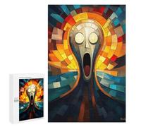 Puzzle1000 PCS The Scream Stained Glass Mosaic Artwork Puzzle pour Adultes Jeux Relaxants Améliorent La Mémoire Cadeaux Uniques pour Un Anniversaire Et Noël 1000 PCS