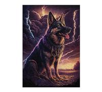 Puzzle1000pcs(38x26cm) Thunderstorm German Shepherd Art Print -1 Puzzles pour Adolescents - Décoration Murale - Défi Difficile - Cadeaux Uniques pour Anniversaire Et Noël 1000pcs(38x26cm)