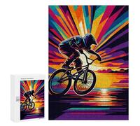 Puzzle300 PCS BMX Sunset WPAP Pop Art Puzzle pour Adultes Jeux Relaxants Améliorent La Mémoire Cadeaux Uniques pour Un Anniversaire Et Noël 300 PCS