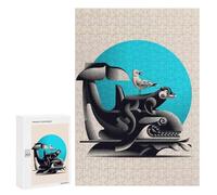 Puzzle300 PCS Whale, Otter, and Seagull Illustration Puzzle pour Adultes Jeux Relaxants Améliorent La Mémoire Cadeaux Uniques pour Un Anniversaire Et Noël 300 PCS