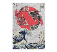 Puzzle38x26cm/1000pcs Koi Fish Yin and Yang Wave Puzzle Adulte, Jouet, Décoration Murale, Cadeaux pour Femmes, Cadeaux Uniques pour Un Anniversaire Et Noël 38x26cm/1000pcs