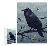 Puzzle500 PCS Crowned Raven on Branch Digital Art Puzzle pour Adultes Jeux Relaxants Améliorent La Mémoire Cadeaux Uniques pour Un Anniversaire Et Noël 500 PCS