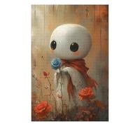 Puzzle75x50cm/1000pcs Cute Sheet Ghost with Blue Rose Puzzle Adulte, Jouet, Décoration Murale, Cadeaux pour Femmes, Cadeaux Uniques pour Un Anniversaire Et Noël 75x50cm/1000pcs