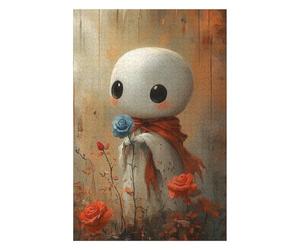 Puzzle75x50cm/1000pcs Cute Sheet Ghost with Blue Rose Puzzle Adulte, Jouet, Décoration Murale, Cadeaux pour Femmes, Cadeaux Uniques pour Un Anniversaire Et Noël 75x50cm/1000pcs