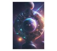 Puzzle75x50cm/1000pcs Space Earth Clock Puzzle Adulte, Jouet, Décoration Murale, Cadeaux pour Femmes, Cadeaux Uniques pour Un Anniversaire Et Noël 75x50cm/1000pcs