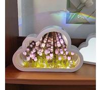 puzzlegame Lampe Tulipe Miroir Nuage | Lampe Tulipe Cloud Light | Chevet LED | Table Fleur | Veilleuse Miroir Tulipe Nuage | Lampes LED pour Chambre