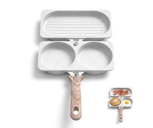 PuzzlePan®|Poêle (1 compartiment 2 ronds + 1 compartiment grill + manche amovible) | Céramique MINERALINO® sans PFAS induction