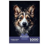 Puzzles 1000 Corgi Portrait with Digital Dust Effect Puzzles pour Adultes : Amusants Et Humoristiques ! Chaque Pièce Est Unique - Soirée Jeux Et Divertissement en Famille 52x38cm/1000pcs
