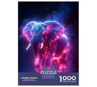 Puzzles 1000 Cosmic Elephant with Neon Glow Puzzles pour Adultes : Amusants Et Humoristiques ! Chaque Pièce Est Unique - Soirée Jeux Et Divertissement en Famille 52x38cm/1000pcs