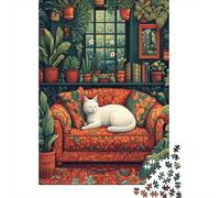 Puzzles 1000 Cozy Cat Nook with Plants Puzzles pour Adultes : Amusants Et Humoristiques ! Chaque Pièce Est Unique - Soirée Jeux Et Divertissement en Famille 70x50cm/1000pcs