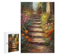 Puzzles 1000 PCS Brick Path with Flowers Puzzles pour Adolescents Jeux Relaxants Défi Difficile Cadeaux Uniques d'anniversaire Et De Noël 1000 PCS