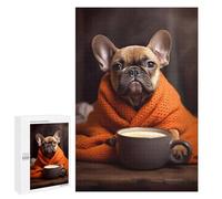 Puzzles 1000 PCS Cute French Bulldog Coffee Puzzles pour Adolescents Jeux Relaxants Défi Difficile Cadeaux Uniques d'anniversaire Et De Noël 1000 PCS