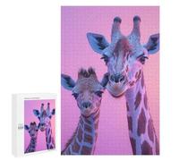 Puzzles 1000 PCS Giraffe Family Portrait Puzzles pour Adolescents Jeux Relaxants Défi Difficile Cadeaux Uniques d'anniversaire Et De Noël 1000 PCS