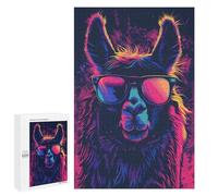 Puzzles 1000 PCS Llama Sunglasses Retro Puzzles pour Adolescents Jeux Relaxants Défi Difficile Cadeaux Uniques d'anniversaire Et De Noël 1000 PCS