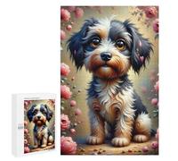 Puzzles 1000 PCS Pour Adolescents A Scruffy, Wide-eyed Cartoon Dog with A Huge Shiny Black Nose And Messy Black-and-white Fu Puzzle Pour Adultes Jouets Anti-stress Modèle À Assembler Cadeau D'annivers