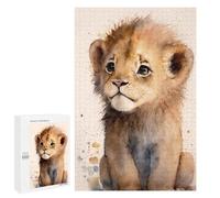 Puzzles 1000 PCS pour Adolescents Adorable Lion Cub Watercolor Art Jeu De Puzzle Casse-tête Anti-Stress Stimulant À Compléter 1000 PCS
