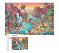 Puzzles 1000 PCS pour Adolescents African Safari Paradise Puzzles pour Adultes Jeux Relaxants Difficulté Défi Éducatif Difficile 1000 PCS