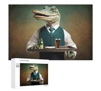 Puzzles 1000 PCS pour Adolescents Alligator Butler Serving Tray Puzzles pour Adultes Jouets Anti-Stress Décoration Parfaite Cadeaux Anti-Stress 1000 PCS