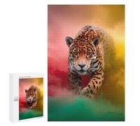 Puzzles 1000 PCS pour Adolescents Amazon Jaguar in Colorful Smoke Puzzles pour Adultes Améliore La Mémoire Défi Éducatif Réduction du Stress Cadeaux 1000 PCS