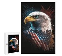 Puzzles 1000 PCS pour Adolescents American Flag Eagle Art Print Puzzles pour Adultes Améliore La Mémoire Défi Éducatif Réduction du Stress Cadeaux 1000 PCS