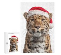 Puzzles 1000 PCS pour Adolescents Amur Leopard Wearing A Santa Hat Puzzle Adulte Jeu Familial Une Œuvre d'art À Offrir en Cadeau À Toute La Famille 1000 PCS