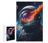 Puzzles 1000 PCS pour Adolescents Astronaut Helmet Reflecting Landscape and Space Puzzles pour Adultes Jeux Amusants Difficile Difficile À Compléter 1000 PCS