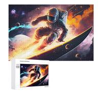 Puzzles 1000 PCS pour Adolescents Astronaut Surfing in Space -19 Puzzle pour Adultes Jeux Amusants Une Œuvre d'art Aidez Votre Cerveau À Faire Travailler 1000 PCS