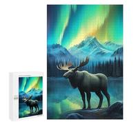 `Puzzles 1000 PCS pour Adolescents Aurora Stag Deer Northern Puzzles pour Adultes Jeux De Détente Découpe De Précision Offre Spéciale Cadeaux pour Toute La Famille 1000 PCS