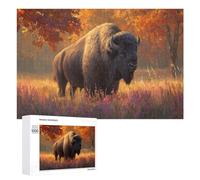 Puzzles 1000 PCS pour Adolescents Autumn Bison in Field Puzzle pour Adultes Jeux Amusants Une Œuvre d'art Aidez Votre Cerveau À Faire Travailler 1000 PCS
