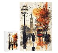 Puzzles 1000 PCS pour Adolescents Autumn Evening in London A Rainy Cityscape Puzzle pour Adultes : Un Jeu Manuel Amusant Et Humoristique pour Un Anniversaire Ou Noël 1000 PCS