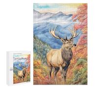 Puzzles 1000 PCS pour Adolescents Autumn Forest Elk Scene Puzzles pour Adultes Améliore La Mémoire Interaction Parent-Enfant Jouet Jeu Intellectuel 1000 PCS