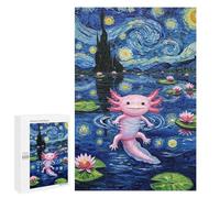 `Puzzles 1000 PCS pour Adolescents Axolotl in Starry Night Painting Puzzles pour Adultes Jeux De Détente Découpe De Précision Offre Spéciale Cadeaux pour Toute La Famille 1000 PCS