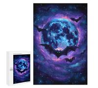 Puzzles 1000 PCS pour Adolescents Bats Flying in Front of Moon Puzzles pour Adultes Jeu De Réflexion Cadeau d'anniversaire Difficile À Compléter 1000 PCS