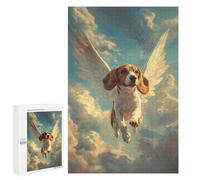 `Puzzles 1000 PCS pour Adolescents Beagle with Angel Wings in Memoriam Tribute Puzzles pour Adultes Jeux De Détente Découpe De Précision Offre Spéciale Cadeaux pour Toute La Famille 1000 PCS
