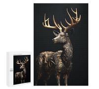 Puzzles 1000 PCS pour Adolescents Black and Gold Deer Puzzles pour Adultes À Monter Soi-même - Jeux Éducatifs Et Amusants en Famille 1000 PCS