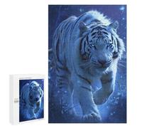 Puzzles 1000 PCS pour Adolescents Blue-Eyed White Tiger Puzzles pour Adultes Améliore La Mémoire Défi Éducatif Réduction du Stress Cadeaux 1000 PCS